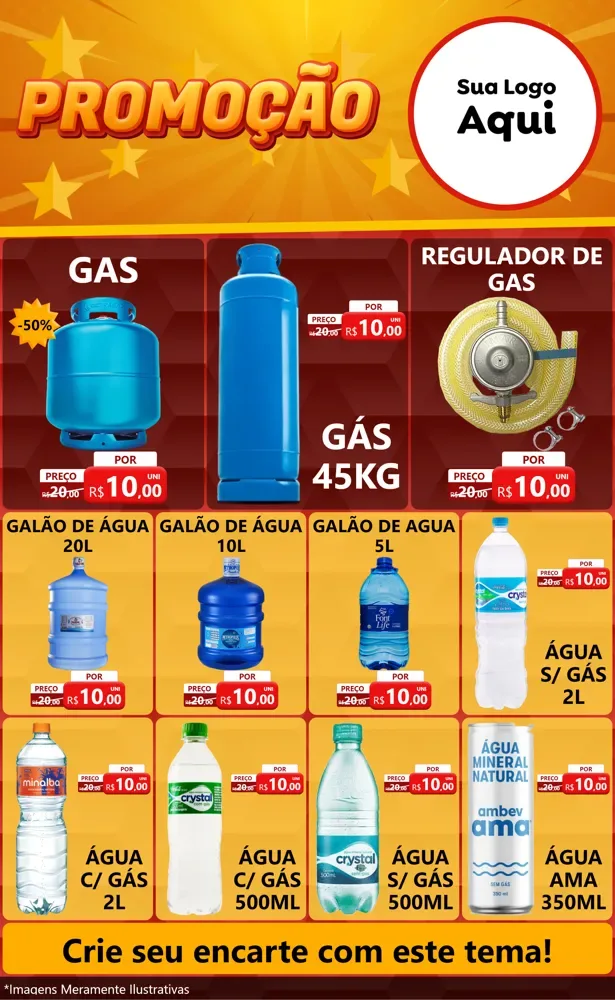 Modelo de Encarte para Encarte Grande com o tema Promoção para Água e gás