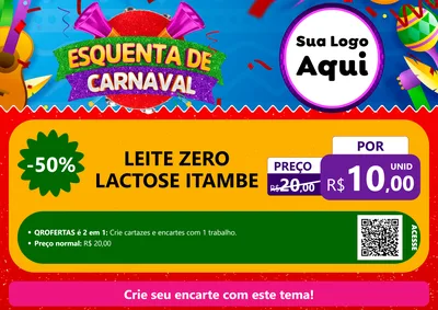 Modelo de Cartaz para Cartaz A4 Horizontal com o tema Esquenta de Carnaval para Frios e Laticínios