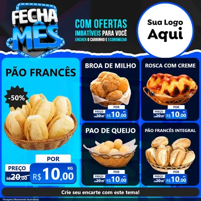 Modelo de Rede Social para Feed Facebook com o tema Fecha Mês para Padaria