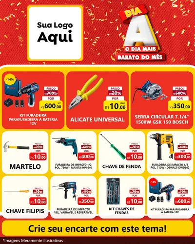 Modelo de Rede Social para Feed Instagram com o tema Dia A o Dia Mais Barato do Mês para Maquinas e Ferramentas