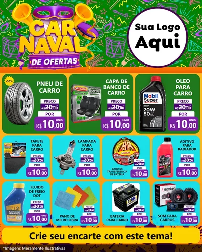 Modelo de Rede Social para Feed Instagram com o tema Carnaval de Ofertas para Auto peças