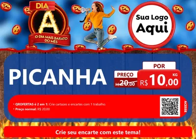 Modelo de Cartaz para Cartaz A4 Horizontal com o tema Dia A - O Dia Mais Barato Do Mês para Açougue