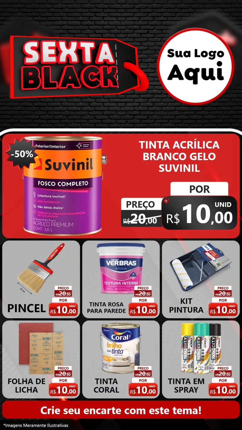 Modelo de Rede Social para Stories com o tema Sexta Black para Tintas e Ferramentas