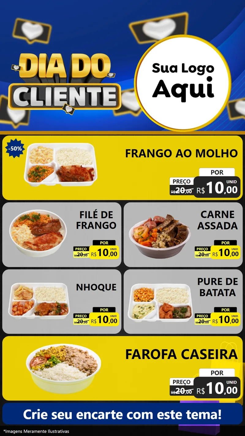 Modelo de TV para TV Vertical com o tema Dia Do Cliente para Restaurante