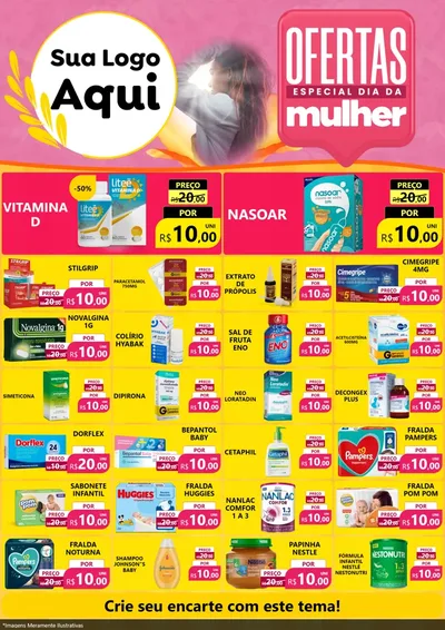 Modelo de Encarte para Encarte A4 Vertical com o tema Ofertas - Especial Dia Das Mulheres para Farmácia