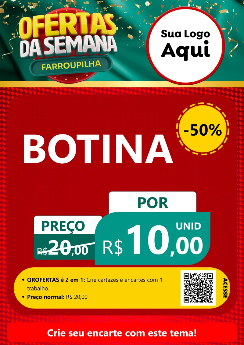 Modelo de Cartaz para Cartaz A4 Vertical com o tema Ofertas da Semana Farroupilha para Agropecuária