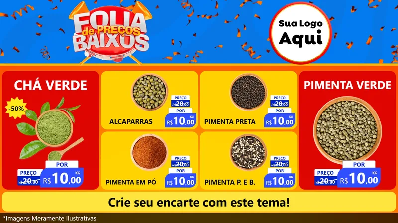 Modelo de TV para TV Horizontal com o tema Folia de Preços Baixos para Produtos Naturais