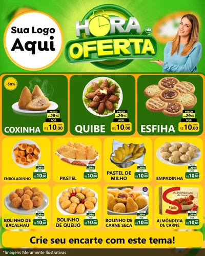 Modelo de Rede Social para Feed Instagram com o tema Hora da Oferta para Salgadaria