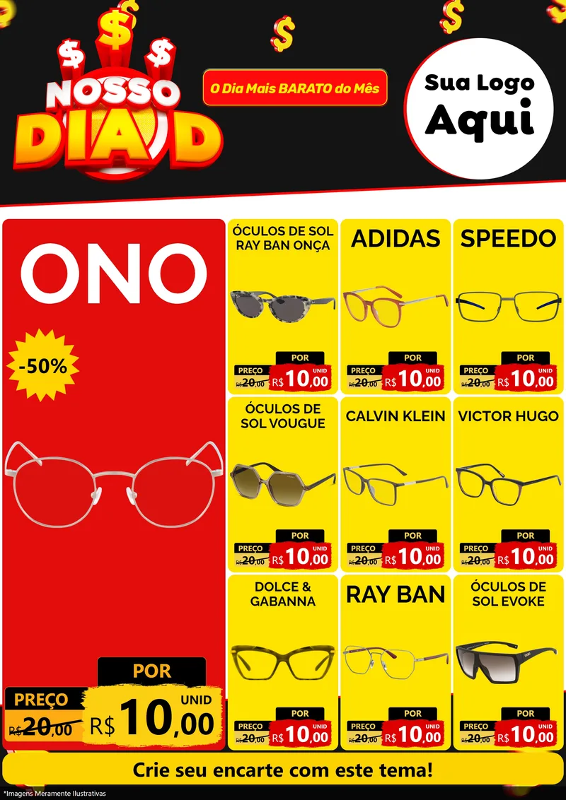 Modelo de Encarte para Encarte A4 Vertical com o tema Nosso Dia D para Óticas