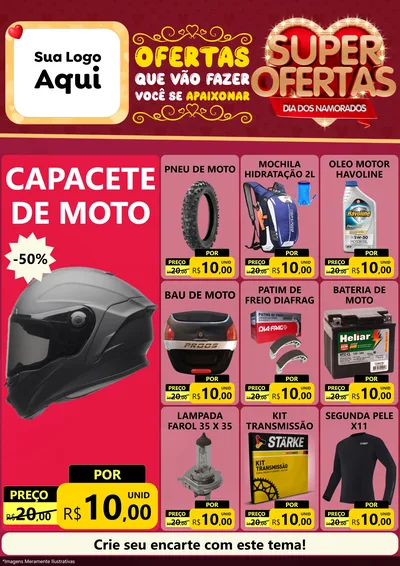 Modelo de Encarte para Encarte A4 Vertical com o tema Dia dos Namorados para Moto peças