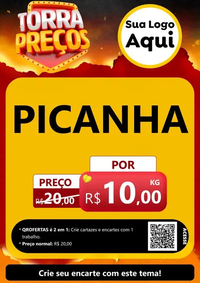Modelo de Cartaz para Cartaz A4 Vertical com o tema Torra Preços para Açougue