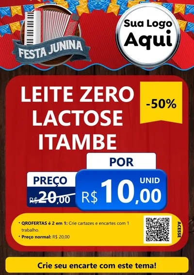 Modelo de Cartaz para Cartaz A4 Vertical com o tema Festa Junina para Frios e Laticínios