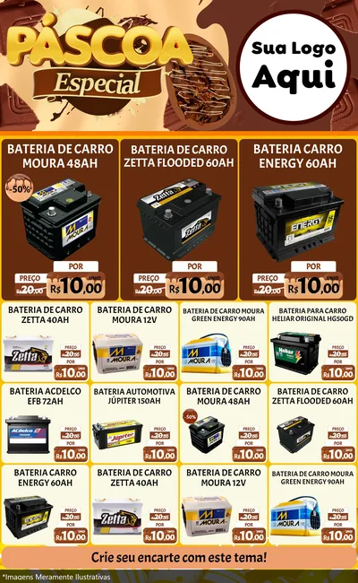 Modelo de Encarte para Encarte Grande com o tema Páscoa Especial para Baterias Elétricas