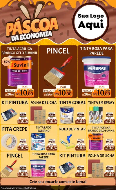 Modelo de Encarte para Encarte Grande com o tema Páscoa da Economia para Tintas e Ferramentas