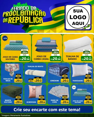 Modelo de Rede Social para Feed Instagram com o tema Feriado da Proclamação da República para Cama, Mesa e Banho