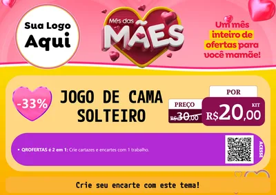 Modelo de Cartaz para Cartaz A4 Horizontal com o tema Mês das Mães para Cama, Mesa e Banho