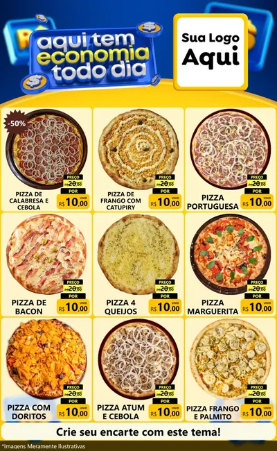 Modelo de Encarte para Encarte Grande com o tema Aqui Tem Economia Todo Dia para Pizzaria