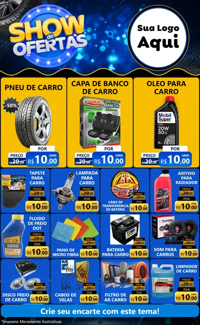 Modelo de Encarte para Encarte Grande com o tema Show de Ofertas para Auto peças