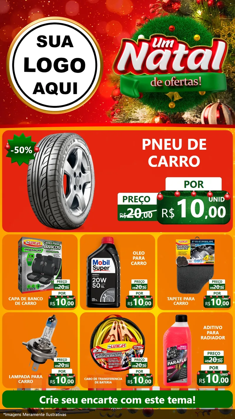 Modelo de Rede Social para Stories com o tema Um Natal de Ofertas para Auto peças