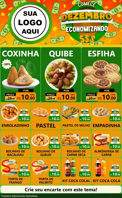 Modelo de Encarte para Encarte Grande com o tema Comece Dezembro Economizando para Salgadaria