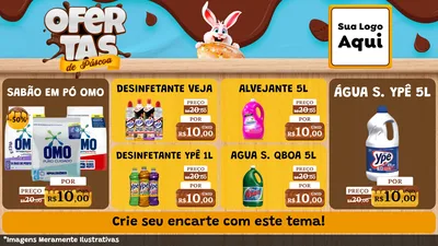 Modelo de TV para TV Horizontal com o tema Ofertas de Páscoa para Produtos de Limpeza