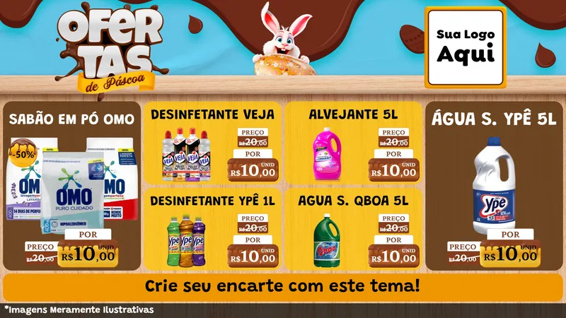Modelo de TV para TV Horizontal com o tema Ofertas de Páscoa para Produtos de Limpeza