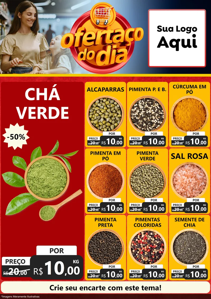 Modelo de Encarte para Encarte A4 Vertical com o tema Ofertaço Do Dia para Produtos Naturais