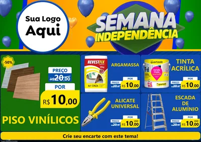 Modelo de Encarte para Encarte A4 Horizontal com o tema Semana da Independência para Material para Construção