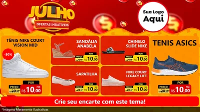Modelo de TV para TV Horizontal com o tema Julho Ofertas Imbatíveis para Calçados