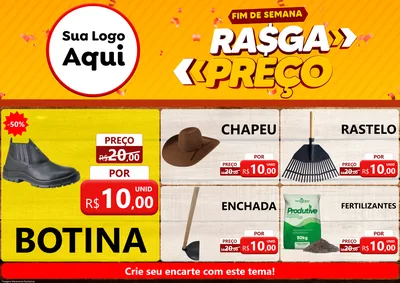 Modelo de Encarte para Encarte A4 Horizontal com o tema Fim de Semana Rasga Preços para Agropecuária
