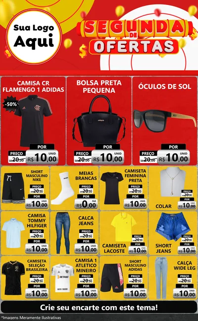 Modelo de Encarte para Encarte Grande com o tema Segunda de Ofertas para Roupas e acessórios