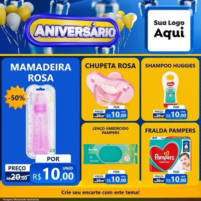 Modelo de Rede Social para Feed Facebook com o tema Aniversário para Bebês
