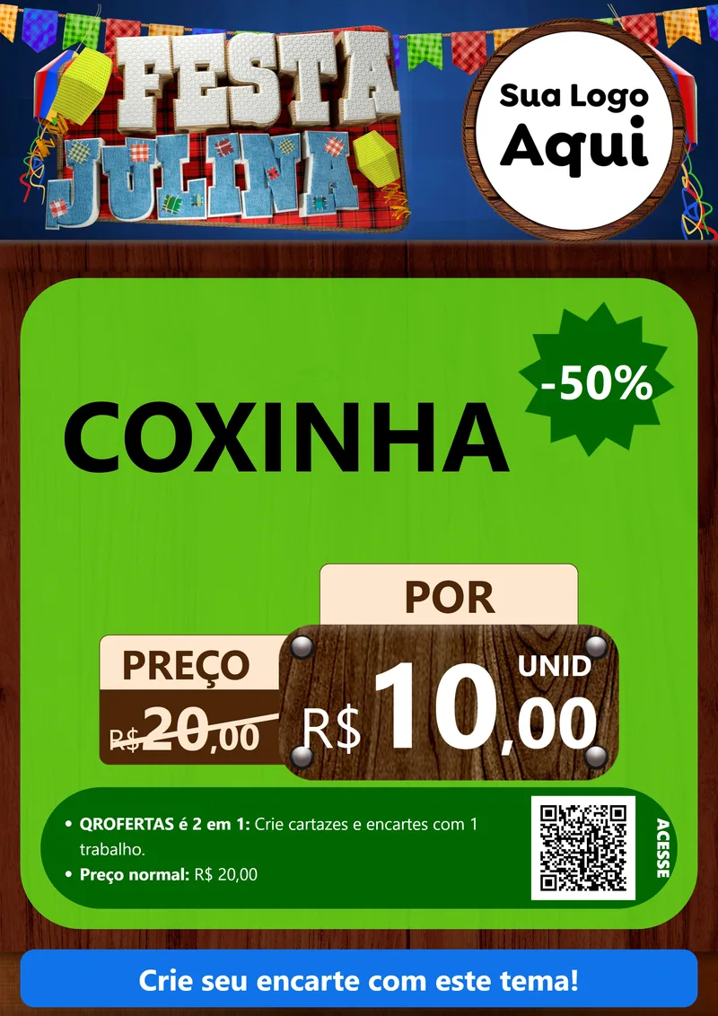 Modelo de Cartaz para Cartaz A4 Vertical com o tema Festa Julina para Salgadaria