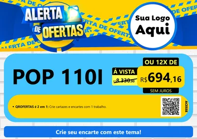 Modelo de Cartaz para Cartaz A4 Horizontal com o tema Alerta de Ofertas para Concessionaria de Motos