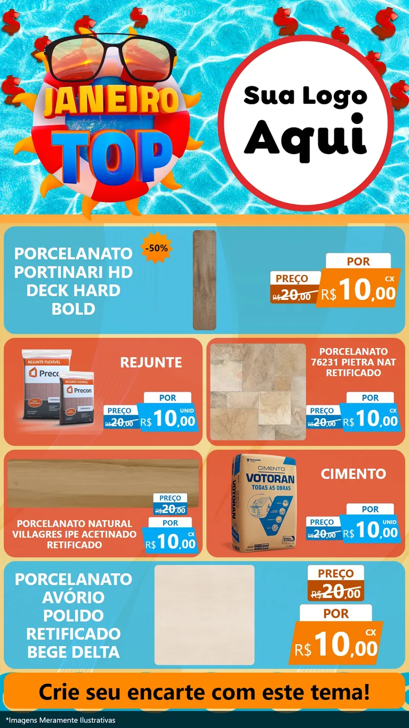 Modelo de TV para TV Vertical com o tema Janeiro Top para Pisos e revestimentos