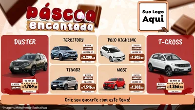 Modelo de TV para TV Horizontal com o tema Páscoa Encantada para Concessionaria de Carros