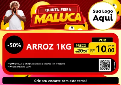 Modelo de Cartaz para Cartaz A4 Horizontal com o tema Quinta-feira Maluca para Supermercado