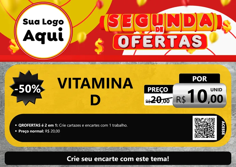 Modelo de Cartaz para Cartaz A4 Horizontal com o tema Segunda de Ofertas para Farmácia