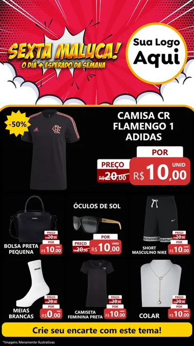 Modelo de Rede Social para Stories com o tema Sexta Maluca! para Roupas e acessórios