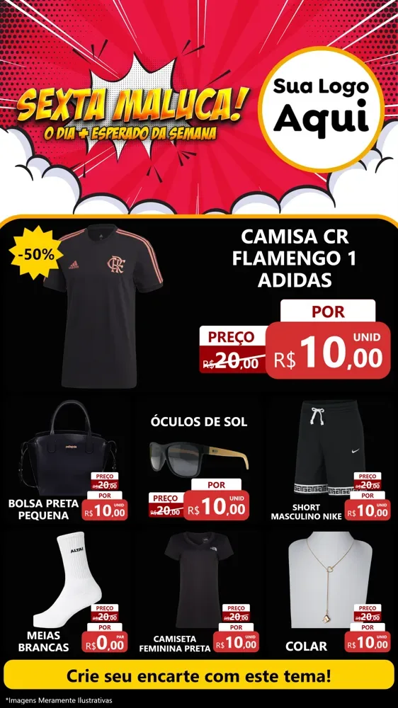 Modelo de Rede Social para Stories com o tema Sexta Maluca! para Roupas e acessórios
