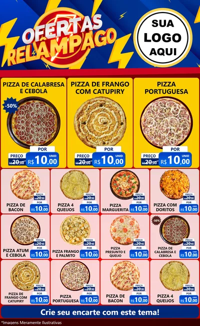 Modelo de Encarte para Encarte Grande com o tema Ofertas Relâmpago para Pizzaria