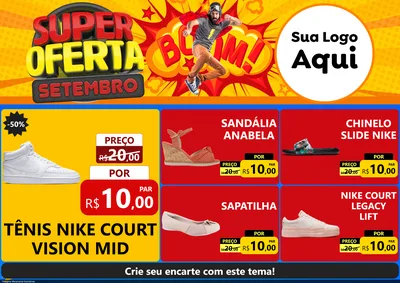 Modelo de Encarte para Encarte A4 Horizontal com o tema Super Oferta Setembro para Calçados