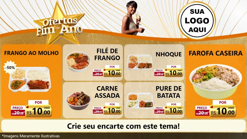 Modelo de TV para TV Horizontal com o tema Ofertas Fim de Ano para Restaurante