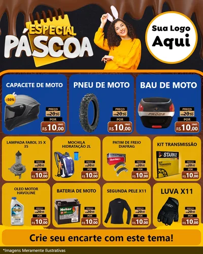 Modelo de Rede Social para Feed Instagram com o tema Especial Páscoa para Moto peças