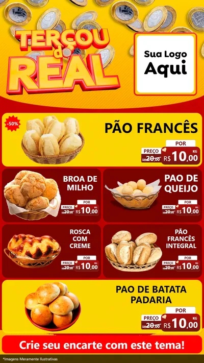 Modelo de TV para TV Vertical com o tema Terçou do Real para Padaria
