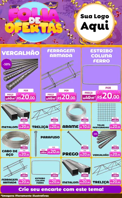Modelo de Encarte para Encarte Grande com o tema Folia de Ofertas para Ferragens