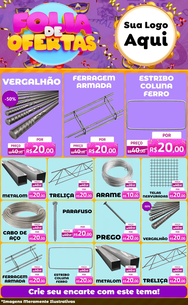 Modelo de Encarte para Encarte Grande com o tema Folia de Ofertas para Ferragens