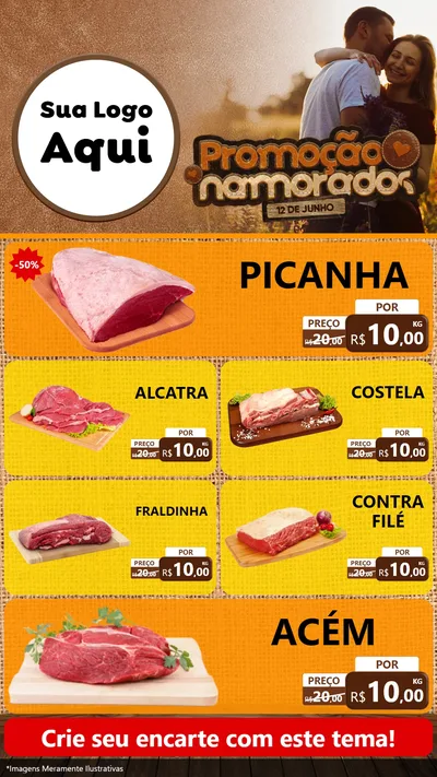 Modelo de TV para TV Vertical com o tema Promoção Namorados para Açougue