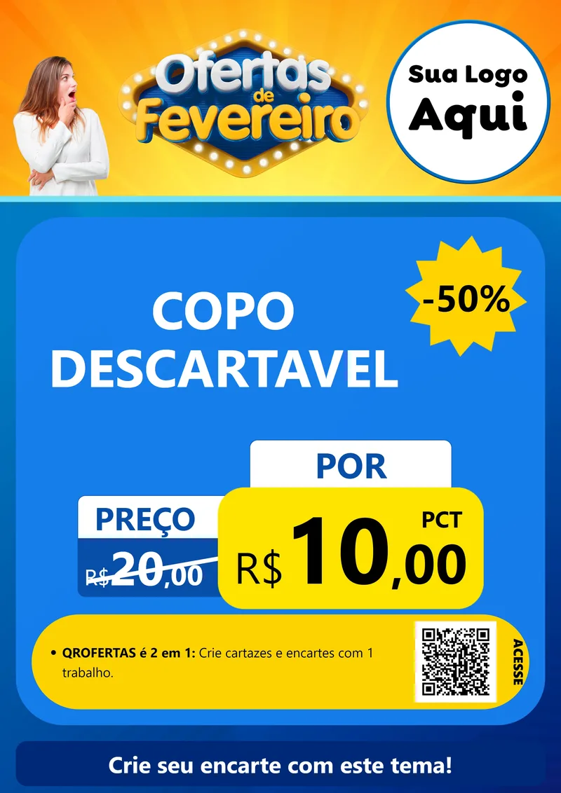 Modelo de Cartaz para Cartaz A4 Vertical com o tema Ofertas de Fevereiro para Embalagens