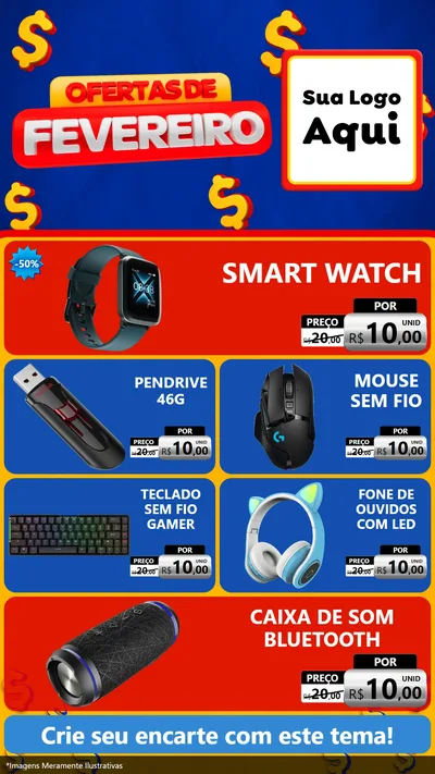 Modelo de TV para TV Vertical com o tema Ofertas de Fevereiro para Informática